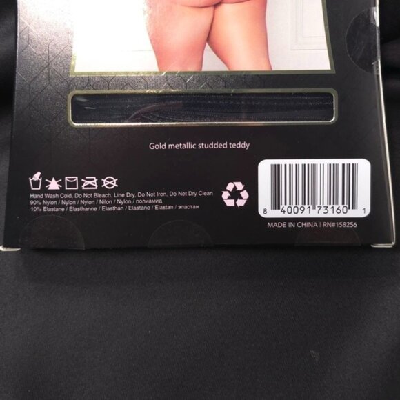 NWB Seven 'til Midnight Plus Queen Gold Metallic‎ Studded Teddy Black 11462XP - Picture 5 of 6